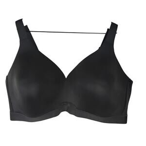 Cacique 46DD Lightly Lined No Wire Black Bra Mesh Insert Plus Support Comfort